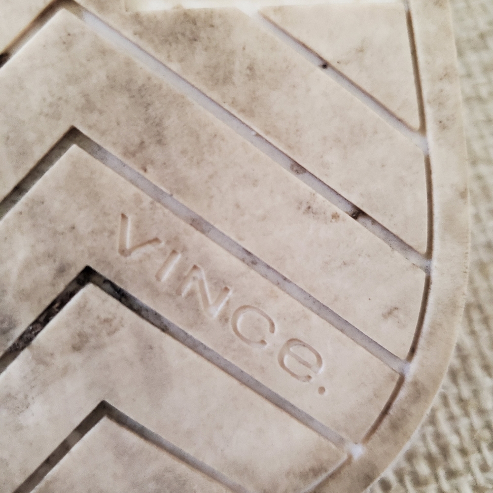 Vince White and Tan Leather-Trim Slip-On Mules - Picture 15 of 16